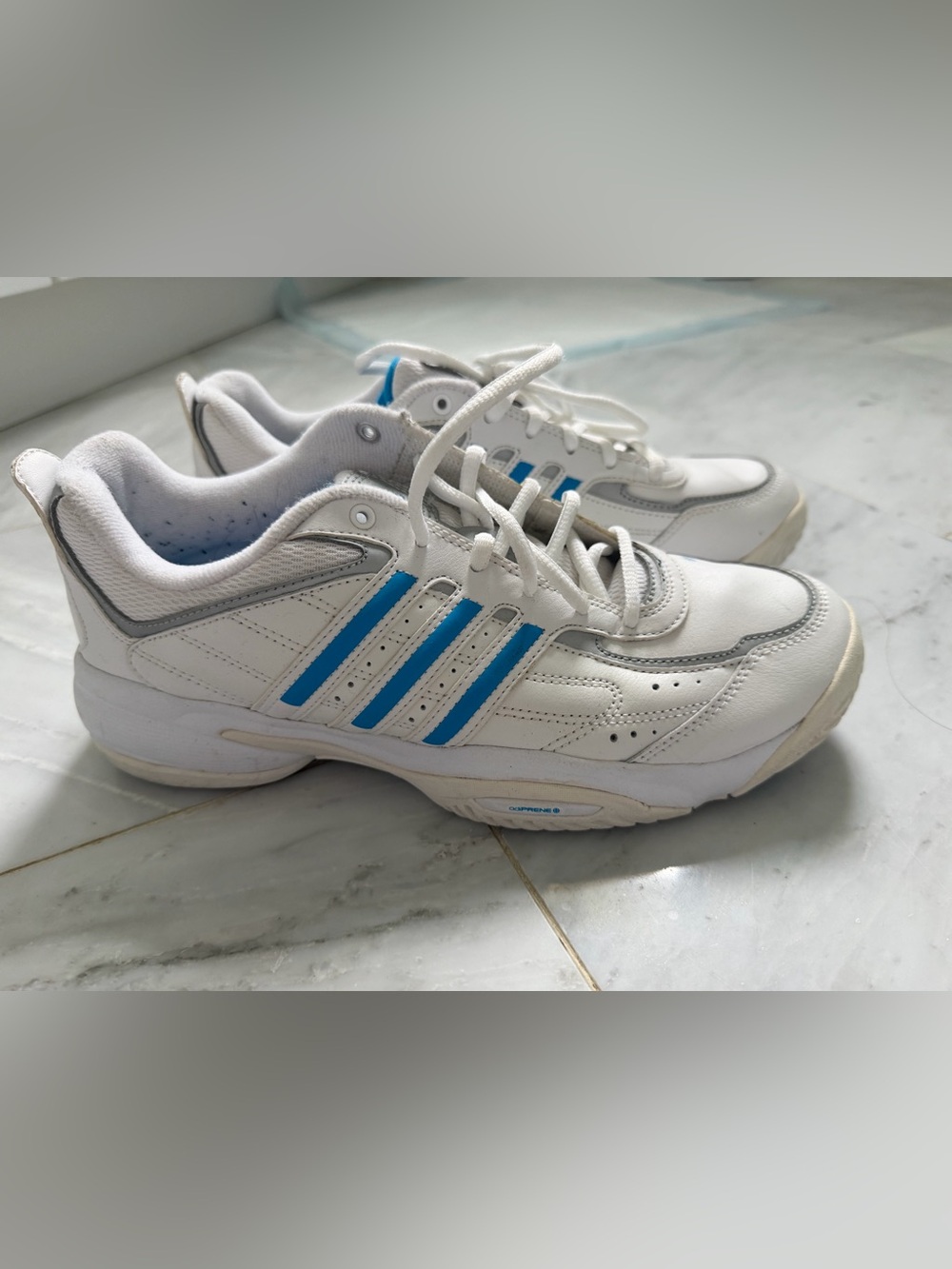 adidas White and Blue Women's Athletic Sneakers